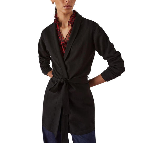 Cardigan con cintura in vita e maniche lunghe Nero EMME MARELLA- Francavilla Moda